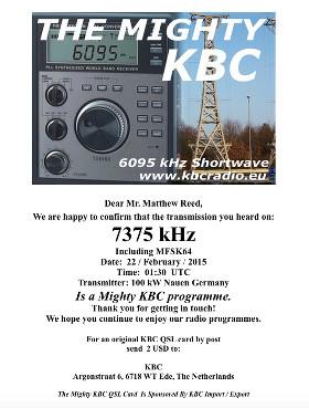 QSL card from The Mighty KBC